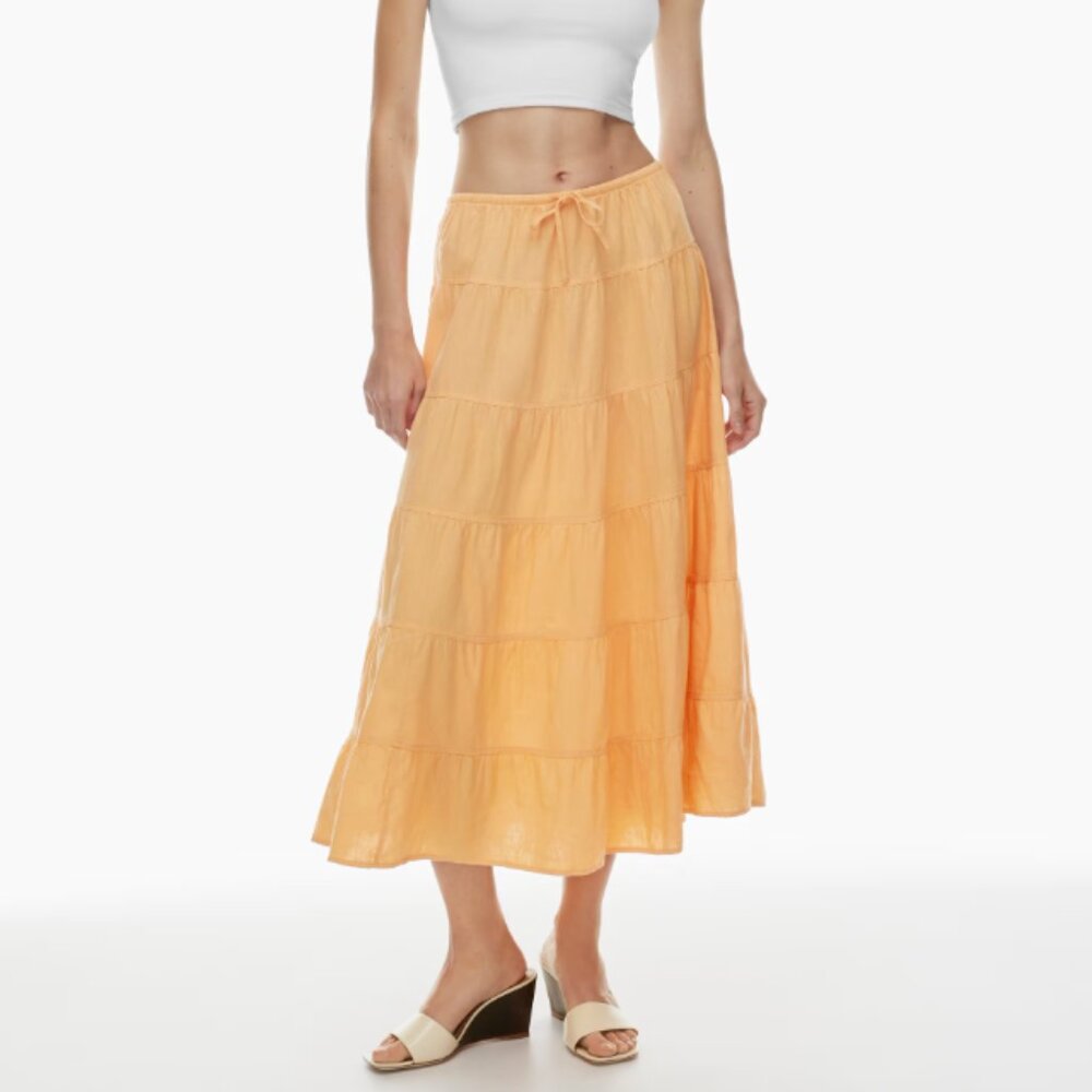 Aritzia Wilfred Bouquet Linen Skirt, Soft Apricot Peach